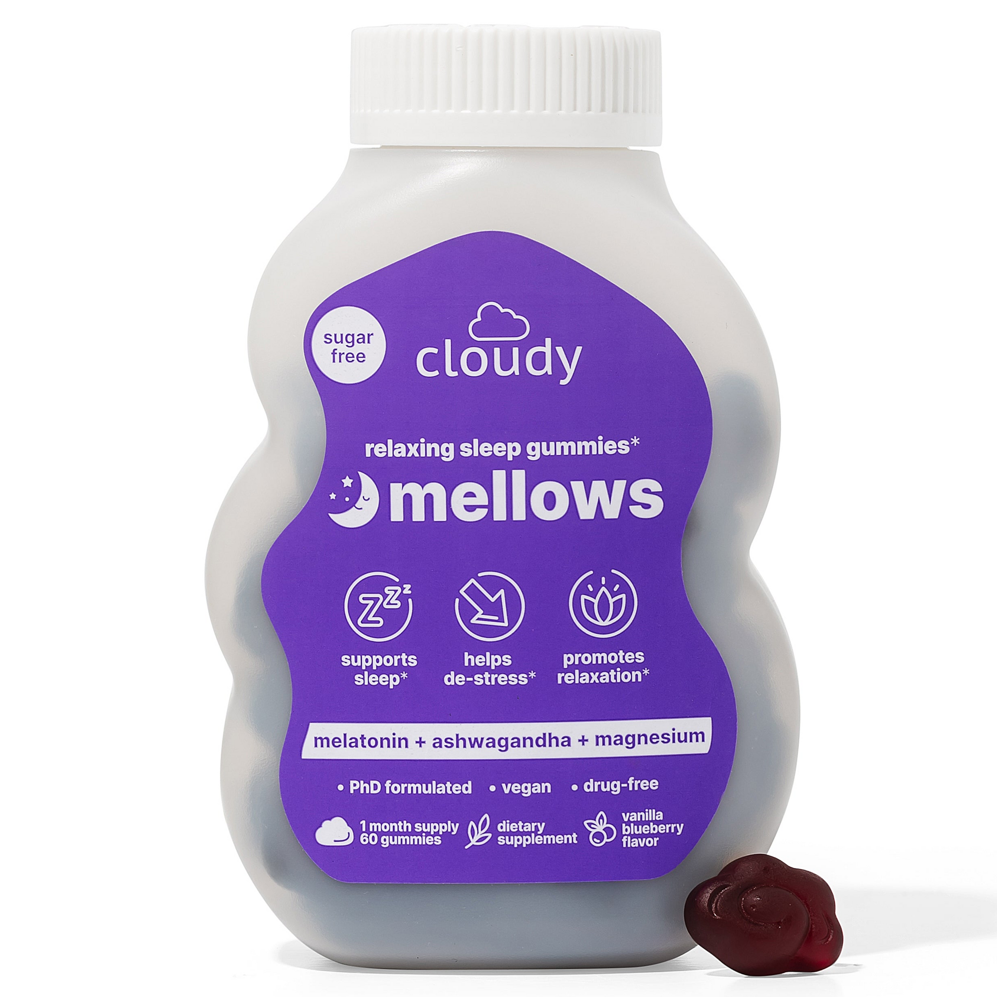 Mellows Relaxing Sleep Gummies Supplement – Cloudy