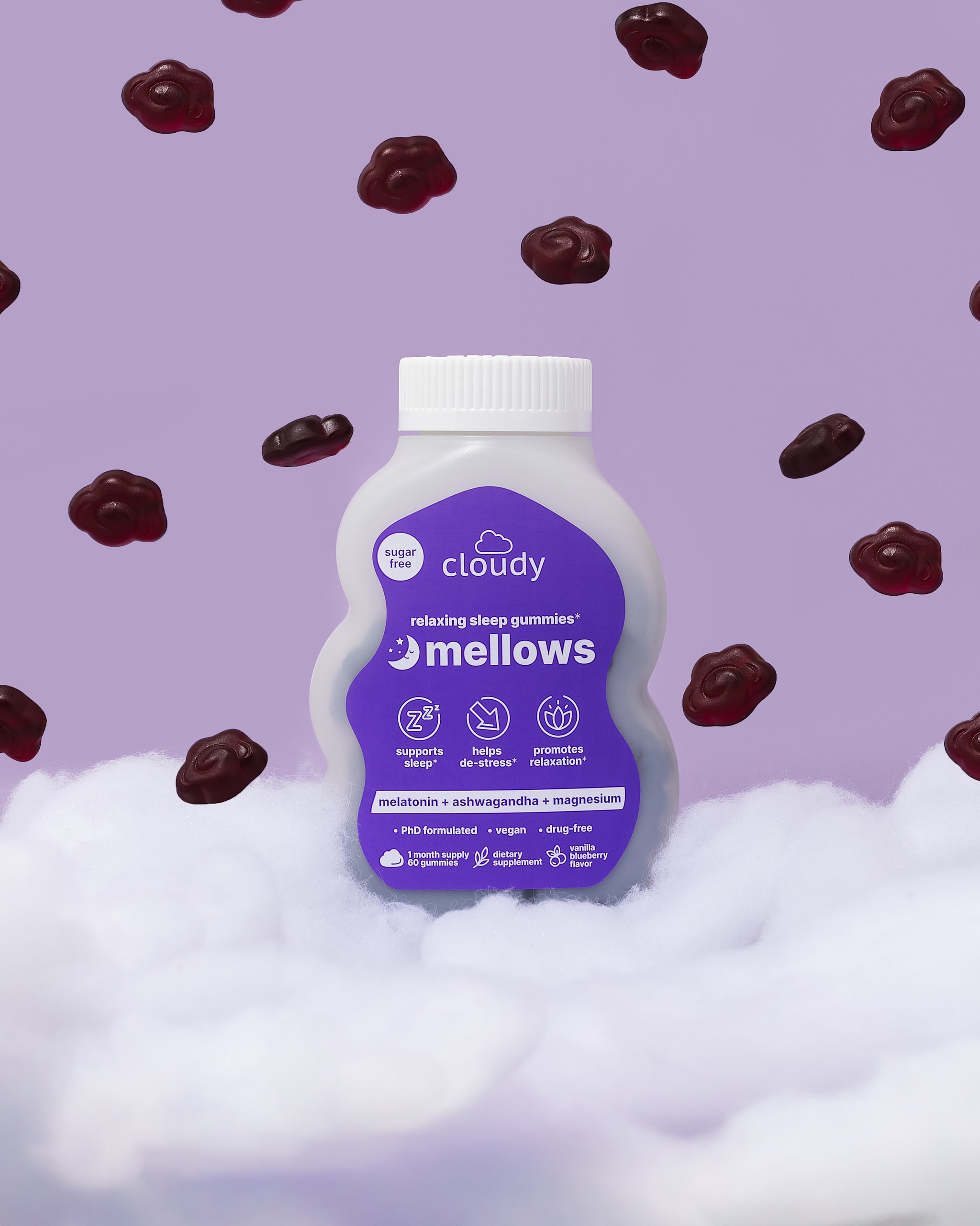 Mellows Relaxing Sleep Gummies Supplement – Cloudy