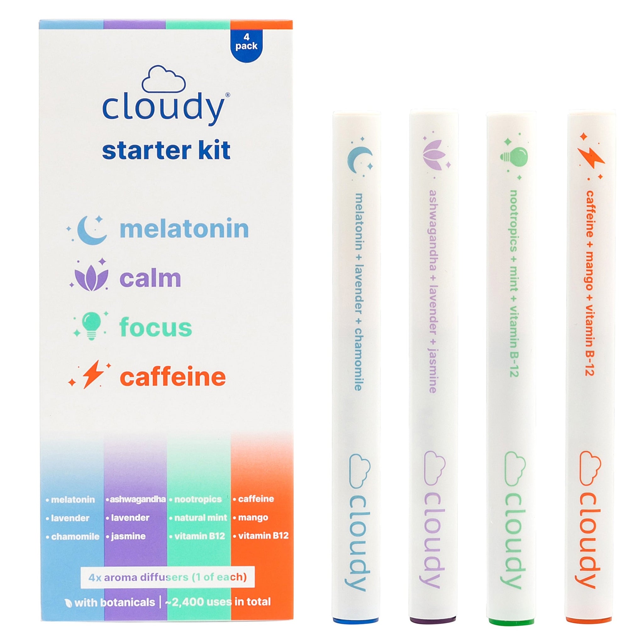 Kit Defuser Cloudy® Starter Kit: All Diffusers (Melatonin, Caffeine, Calm, Focus ...